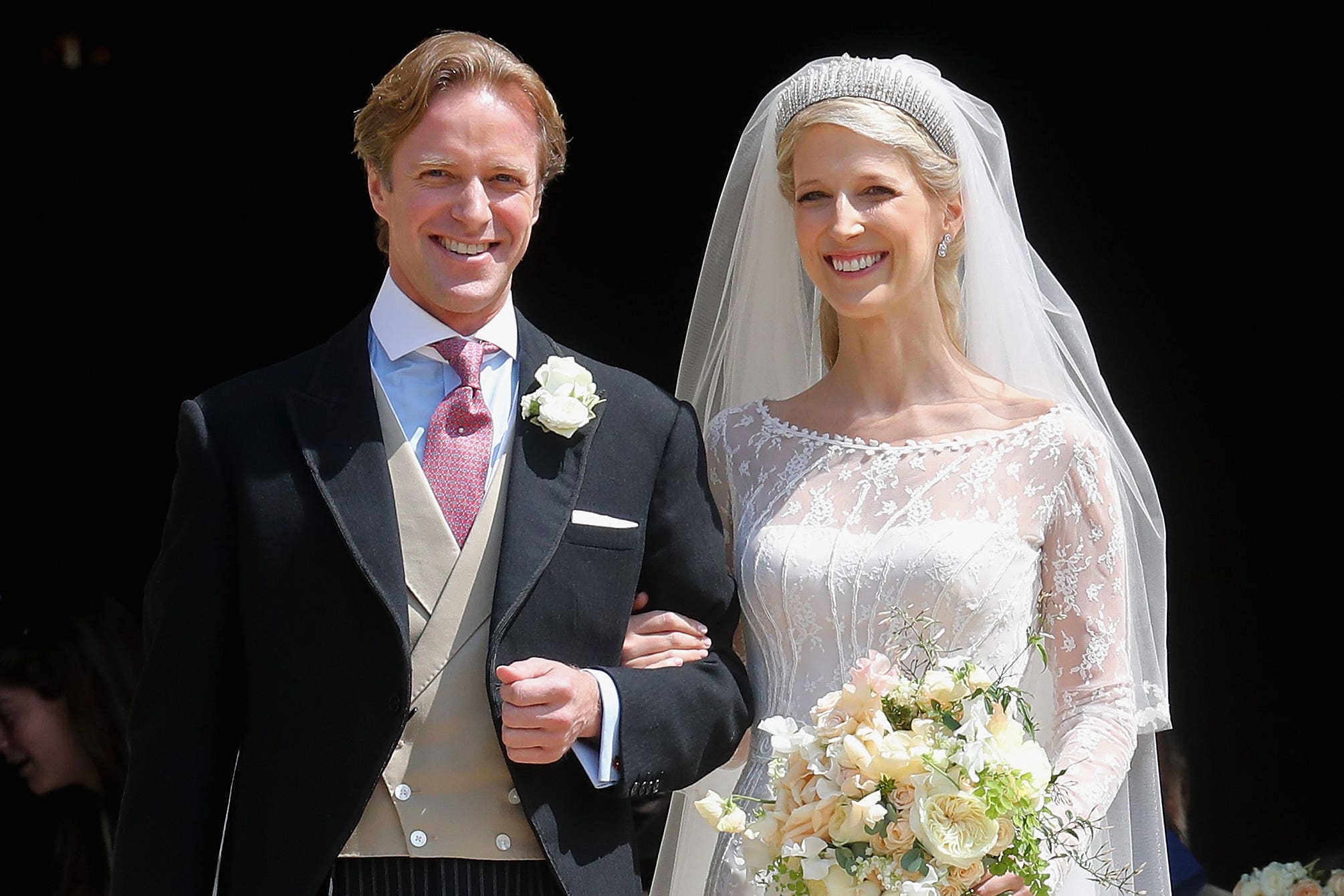 Thomas Kingston and Lady Gabriella Kingston after their wedding at St George's Chapel in Windsor in 2019.